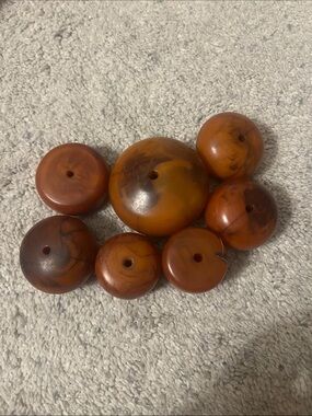 Lot of 7 Large Copal Amber Beads African